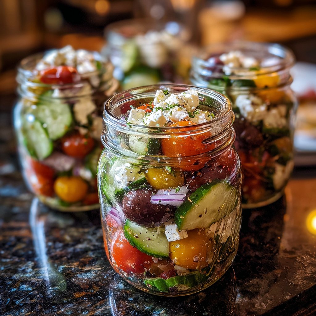 On-the-Go Greek Salad Jars