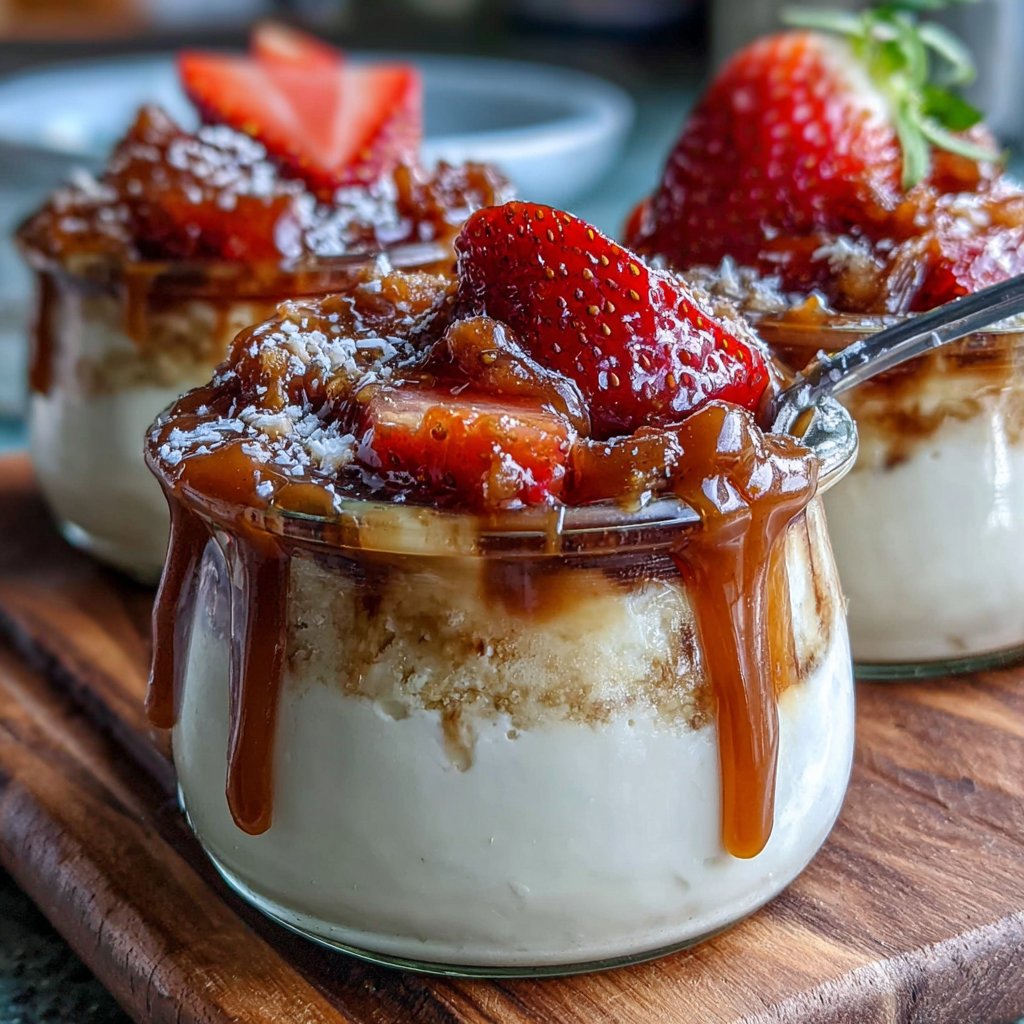 Caramel Strawberry Pudding Cups