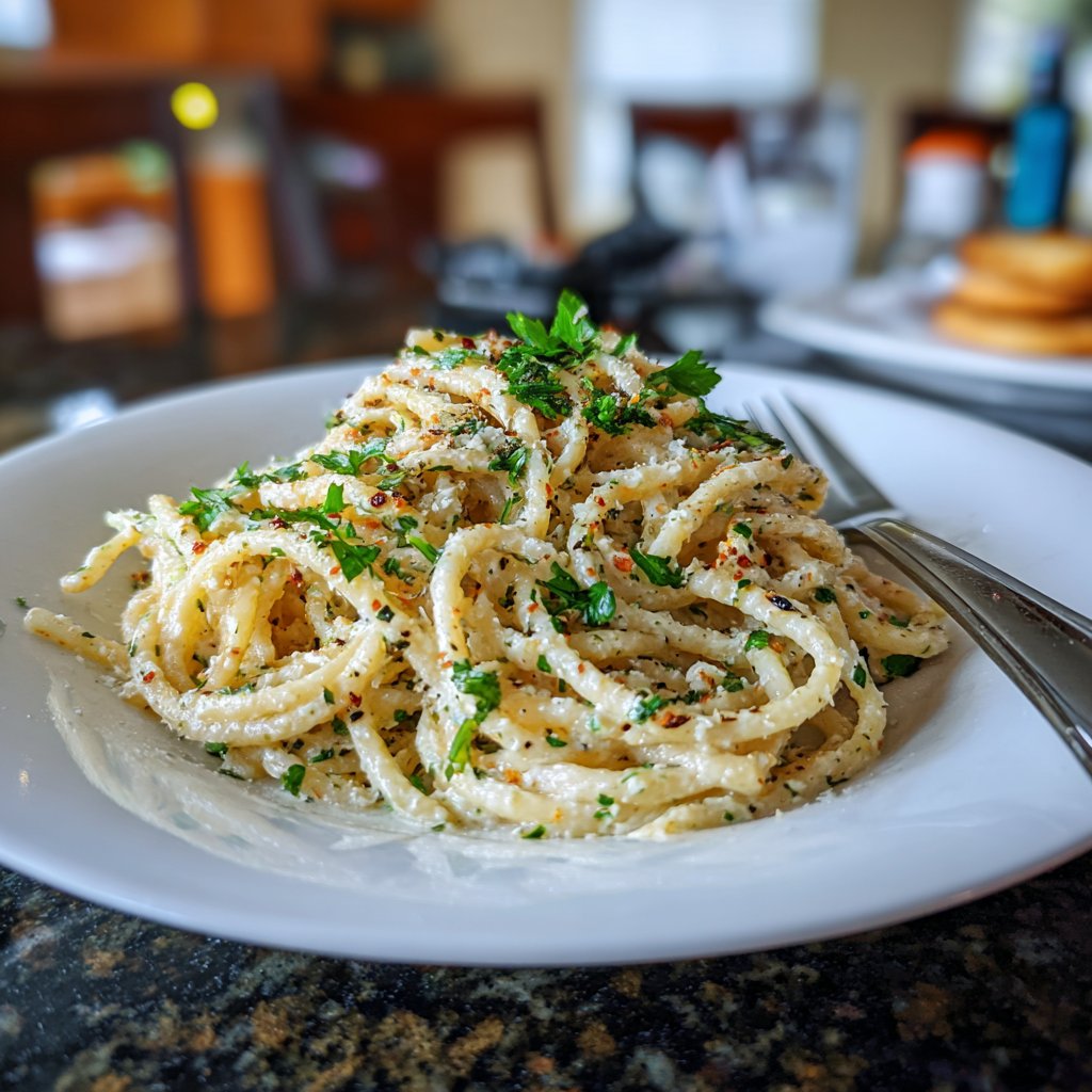 One Pot Creamy Garlic Herb Pasta